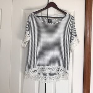Stripped & Lace Top